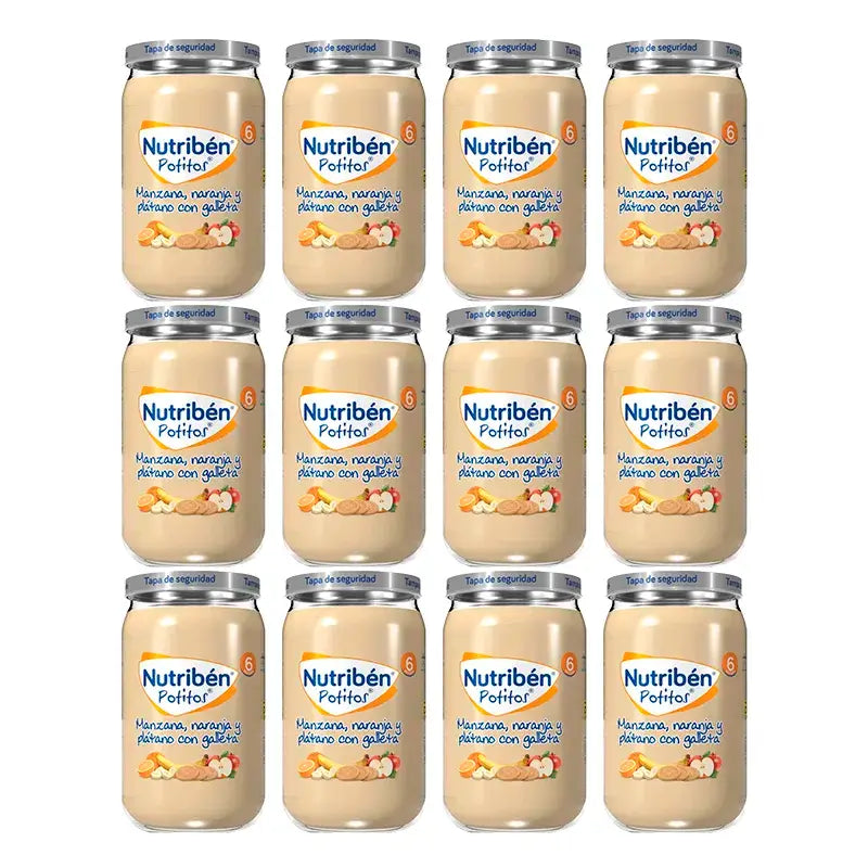 Nutriben Potito Manzana, Naranja Y Platano Con Galleta , 12 x 235 gr