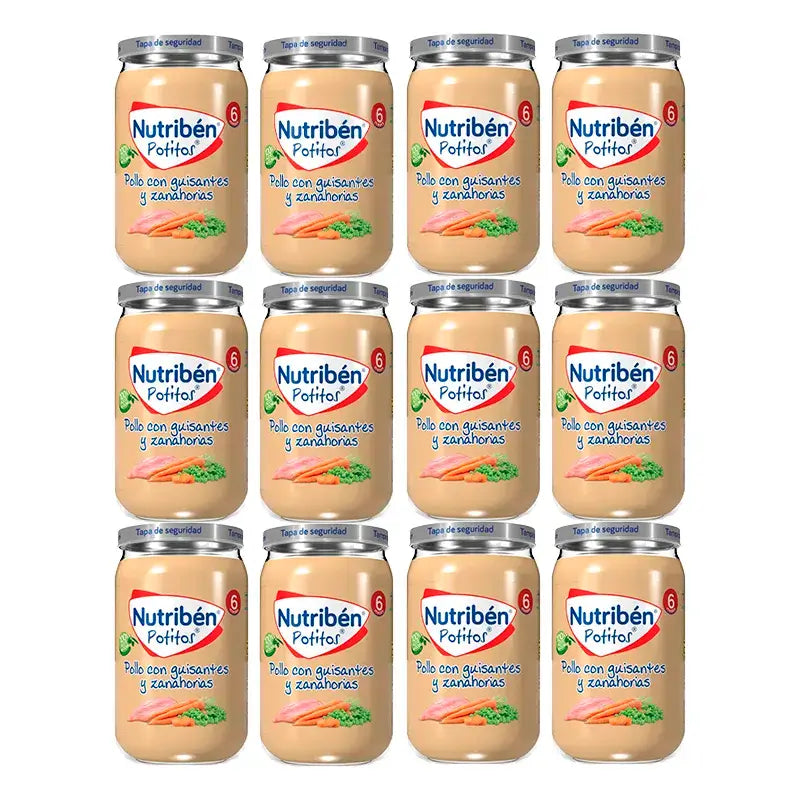 Nutriben Potito Pollo Guisantes Y Zanahoria , 12 x 235 gr