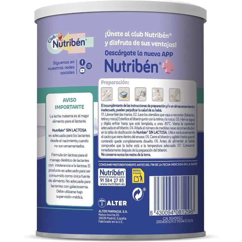 Nutriben Leche Sin Lactosa 1 400 gr