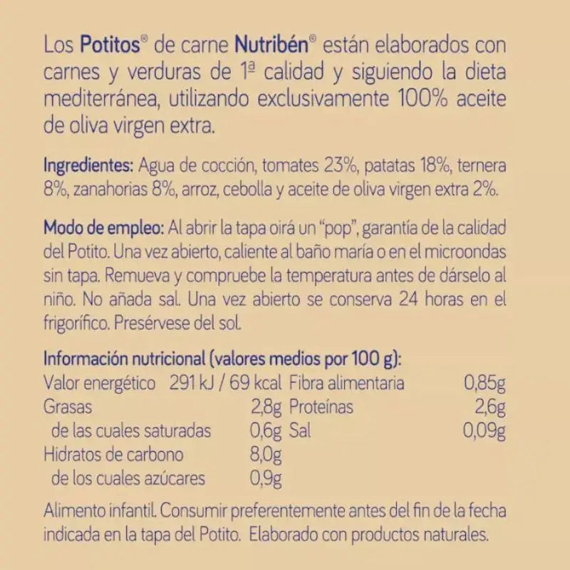 Nutriben Potito Ternera Patatas y Zanahoria 235 gr