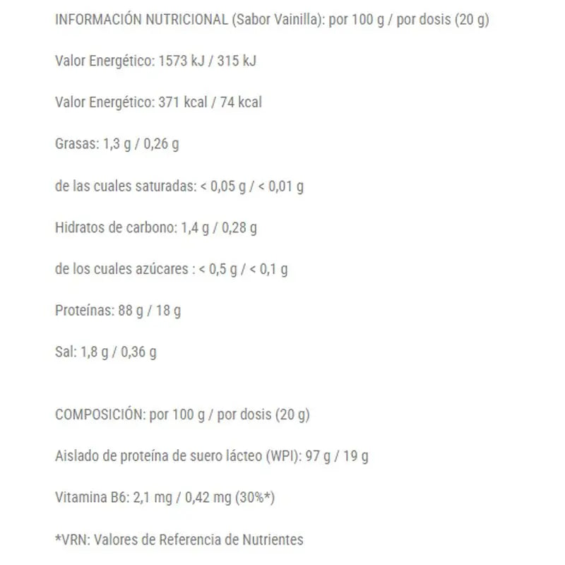 Nutrisport Iso Whey Cero Cero Vainilla  , 1 kg