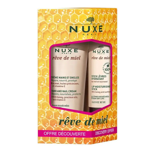 Nuxe Reve De Miel Dúo Crema Manos Y Uñas Reparadora 30 ml Y Stick De Labios Hidratante 4Gr