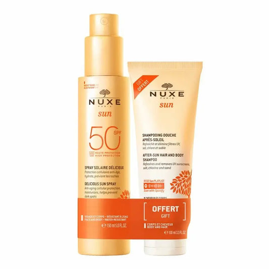 Nuxe Sun Spray Solar Rostro y Cuerpo Alta Protección SPF 50 + Champú de Ducha After Sun 100ml