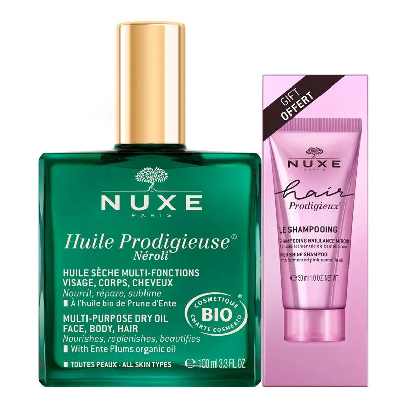 Nuxe Huile Prodigieuse Néroli 100Ml + Regalo Champú Brillo Sublime Hair Prodigieux, 30 ml