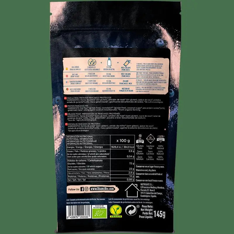 Okami Bio Preparado Para Pancakes Con Proteina 145Gr. Bio