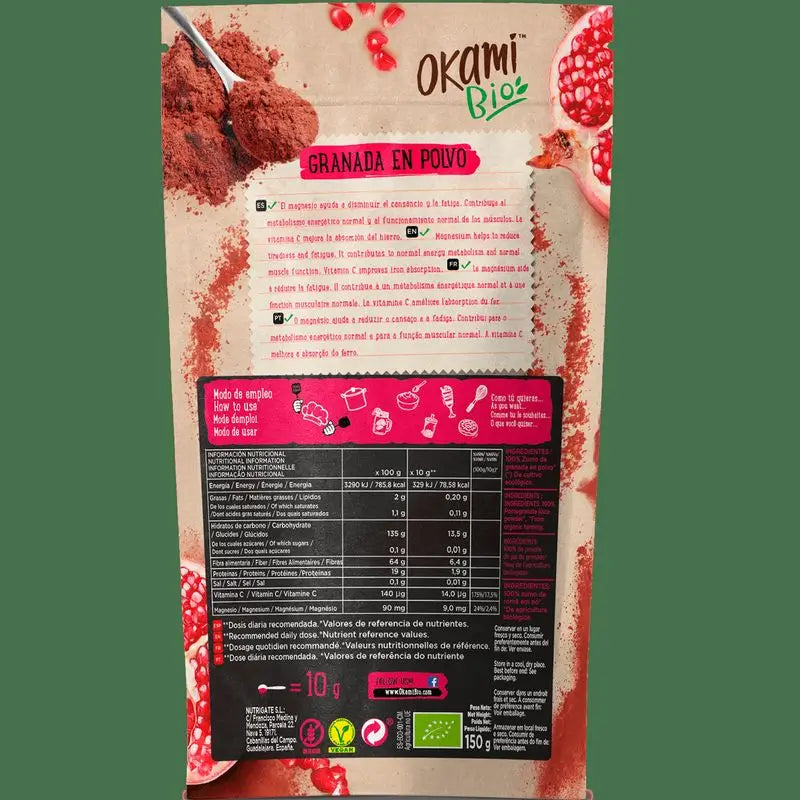 Okami Bio Zumo De Granada En Polvo 150Gr. Bio Sg Vegan