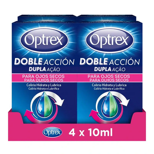 Optrex Colirio Multidosis Doble Acción Para Ojos Secos Pack 4x10 ml