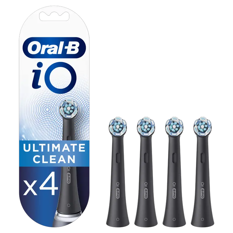 Oral-B Braun iO Ultimate Clean Negro Cabezales De Recambio, Pack De 4 Unidades