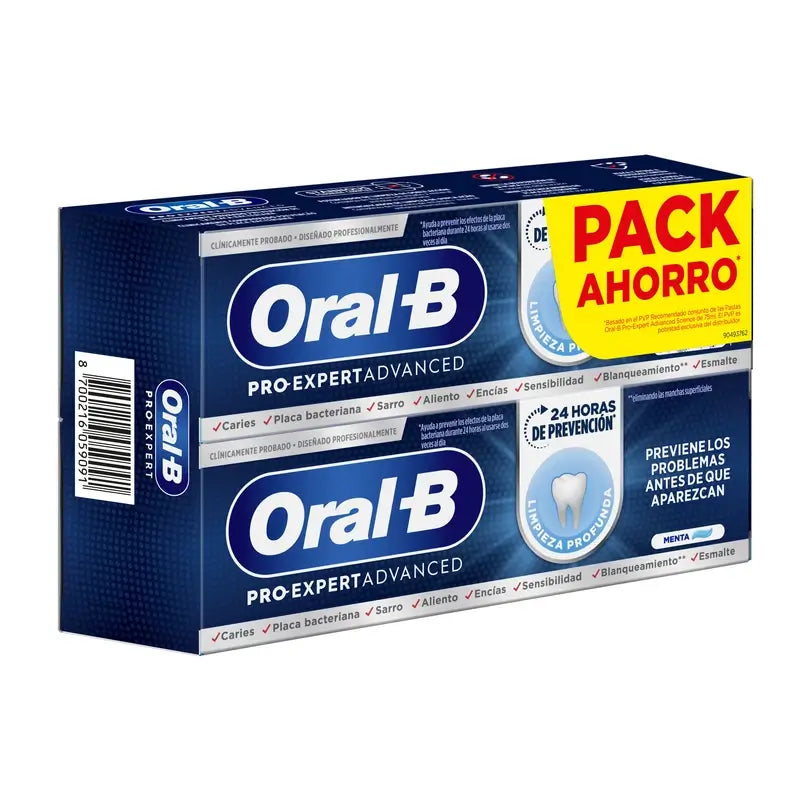 Oral-B Pro-Expert Advanced Science Limpieza Profunda Pasta Dentífrica, Pack Ahorro 2x75 Ml