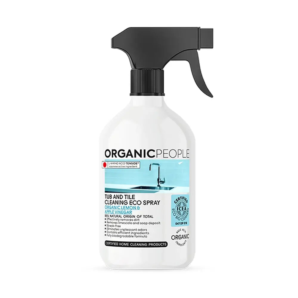 Organic People Spray Limpiador De Bañeras Y Azulejos Ecológico. Lemon & Apple Vinegar, 500 Ml