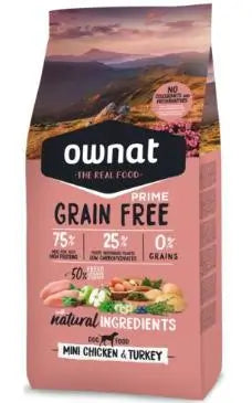 Ownat Prime Canine Adult Mini Grain Free Pollo Pavo 1Kg, pienso para perros