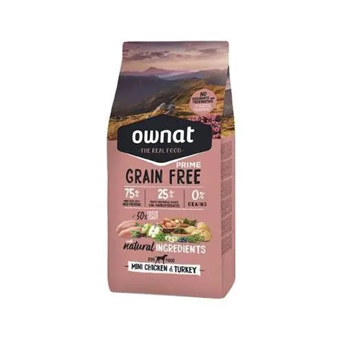 Ownat Prime Canine Adult Mini Grain Free Pollo Pavo 3Kg, pienso para perros