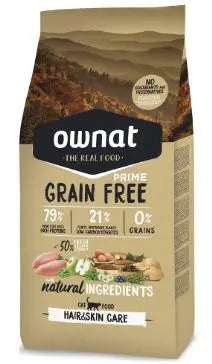 Ownat Prime Feline Adult Hair Skin Grain Free 3Kg, pienso para gatos