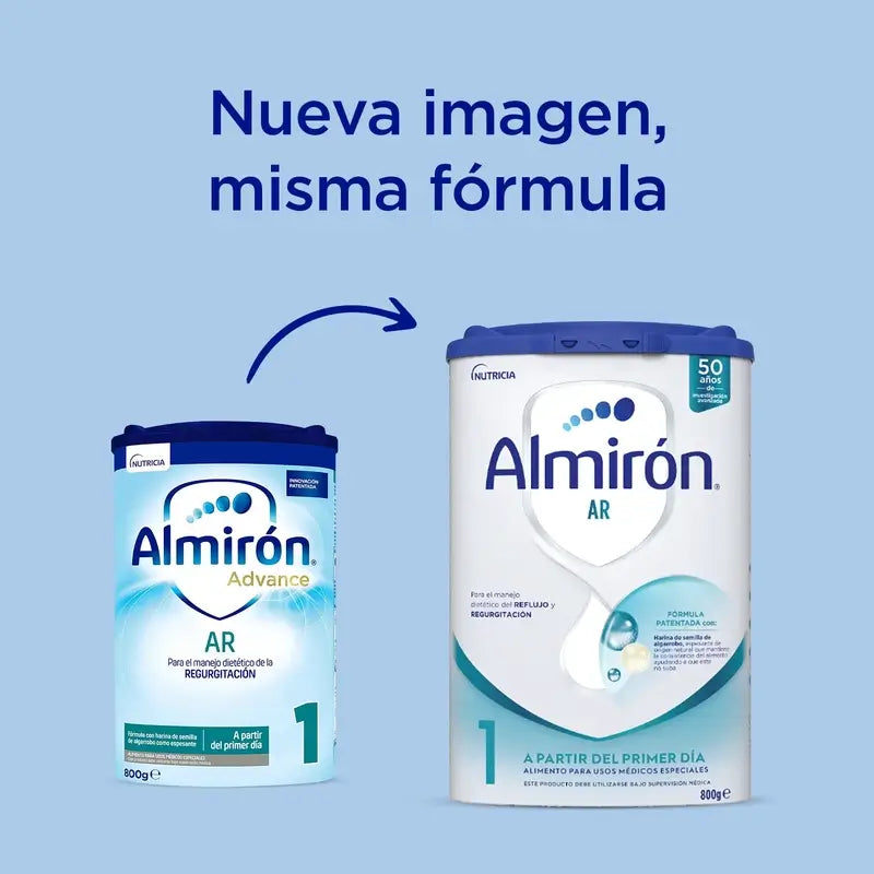 Pack 12 X Almirón AR 1, Leche de Fórmula para Bebé Anti Regurgitación, desde Primer Día, 800g