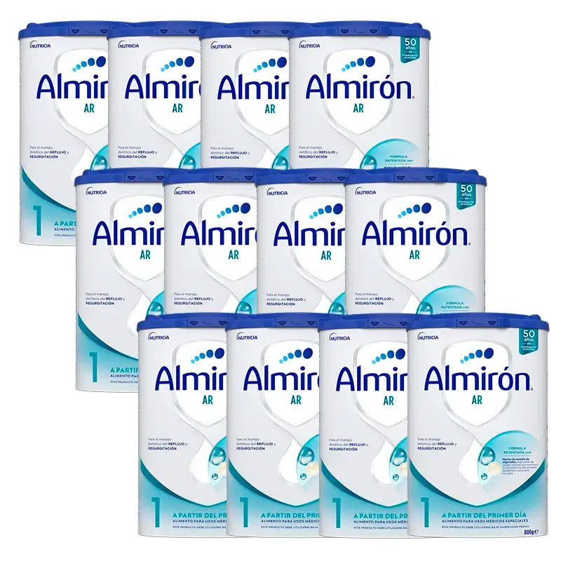 Pack 12 X Almirón AR 1, Leche de Fórmula para Bebé Anti Regurgitación, desde Primer Día, 800g