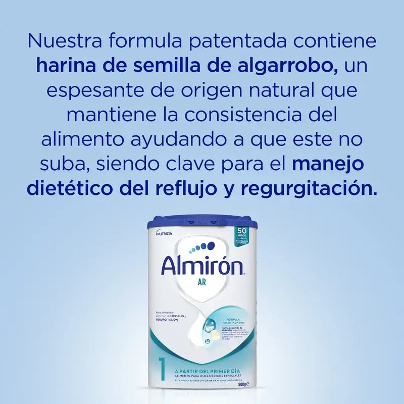 Pack 12 X Almirón AR 1, Leche de Fórmula para Bebé Anti Regurgitación, desde Primer Día, 800g