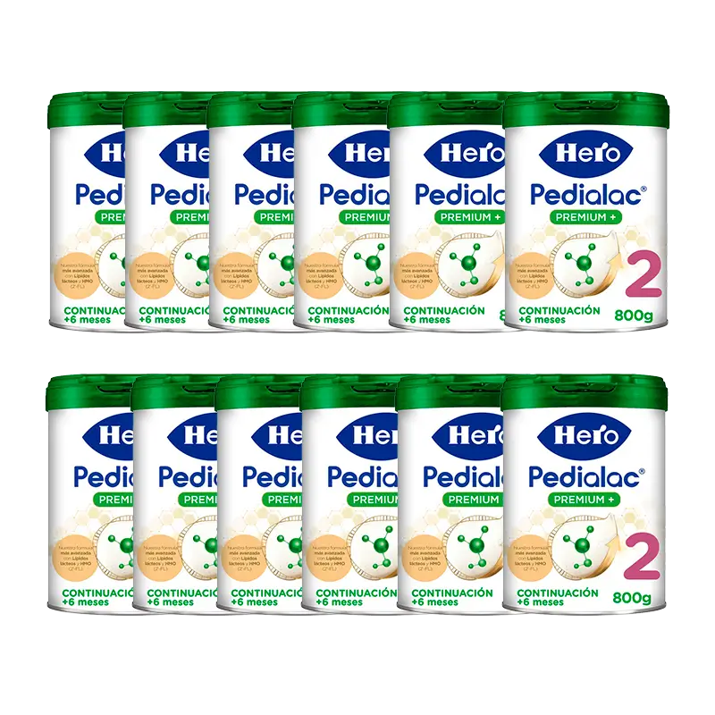 Pack 12 X Hero Baby Pedialac Leche 2 Bote, 800 gr