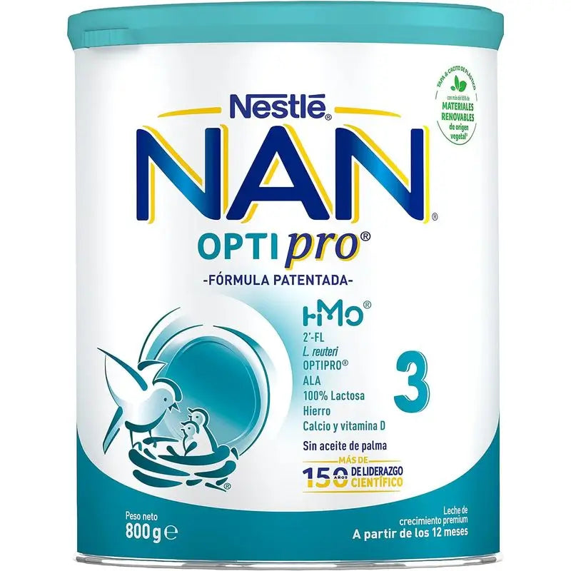 Nestlé Nan Optipro 3 Leche de Crecimiento, 12X800 gr