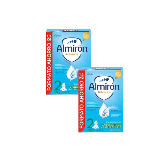 Pack 2 X Almirón Advance 2, Leche de Continuación en Polvo para Bebé, a partir de 6 Meses, 1200g