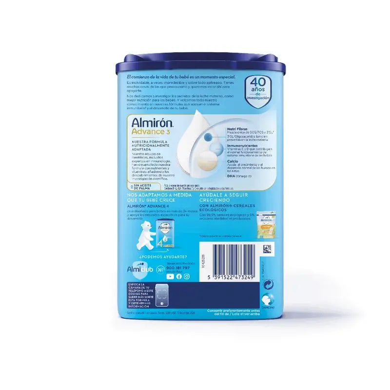 Pack 2 X Almirón Advance 3, Leche de Crecimiento en Polvo para Bebé desde los 12 Meses, 800g