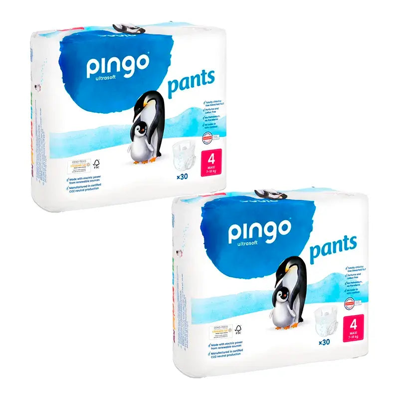 Pingo Pack 2X Pañal Braguitas Ecológicas Talla 4, 60 Unidades