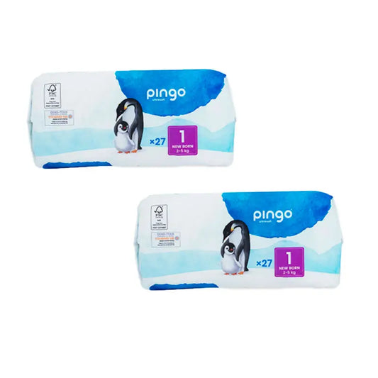 Pingo Pack 2X Pañal Ecológico Talla 1 New Born, 27 Unidades