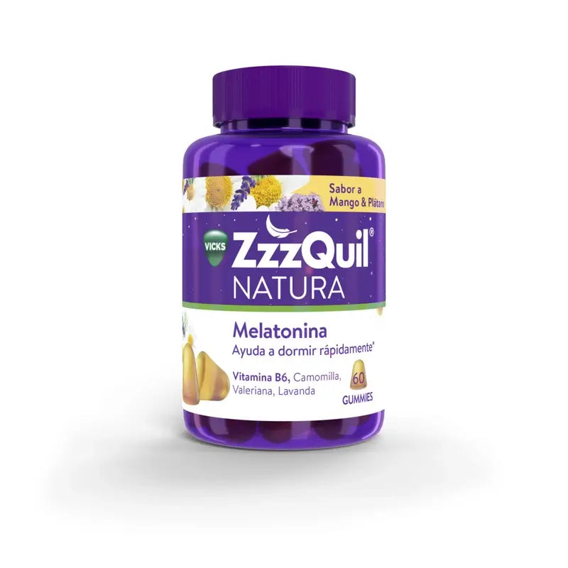 Pack 2x60 ZzzQuil Natura Melatonina Original y Sabor Mango