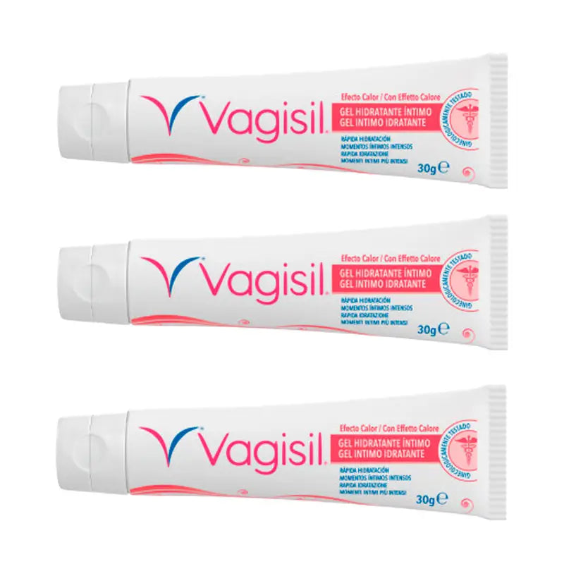 Pack 3 Vagisil Gel Hidratante Intimo Efecto Calor, 30gr