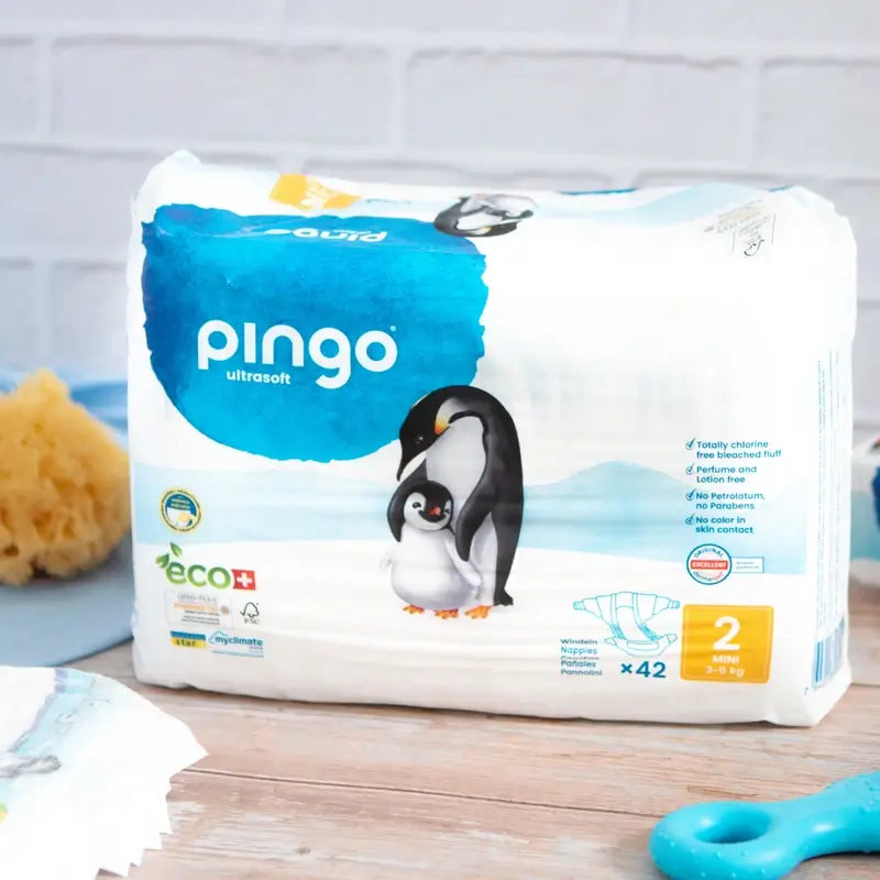 Pingo Pack 3X Pañal Ecológico Talla 2 Mini, 126 Unidades