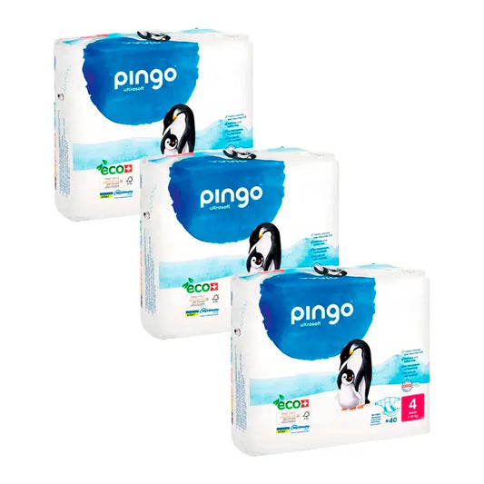 Pingo Pack 3X Pañal Ecológico Talla 4 Maxi, 120 Unidades