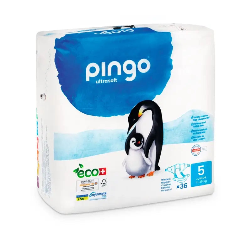 Pingo Pack 3X Pañal Ecológico Talla 5 Junior, 108 Unidades