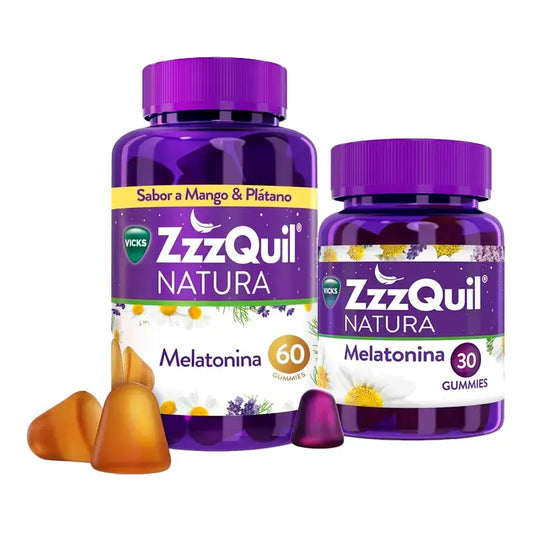 Pack 30+60 ZzzQuil Natura Melatonina Original y Sabor Mango