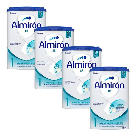 Pack 4 X Almirón AR 1, Leche de Fórmula para Bebé Anti Regurgitación, desde Primer Día, 800g