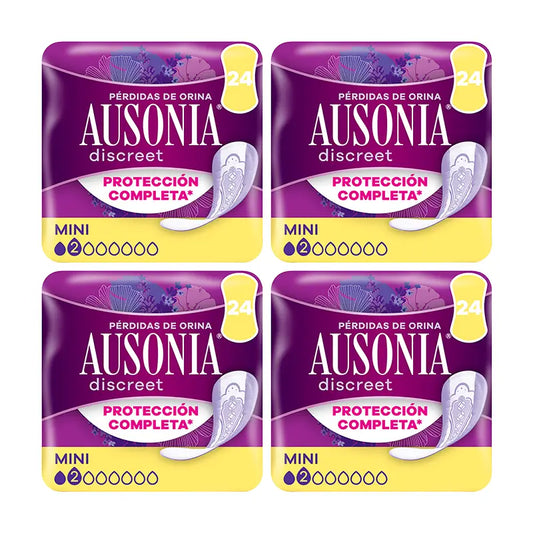 Ausonia Pack Discreet Compresas Para Pérdidas De Orina Para Mujer Mini, 4 x 24 Unidades