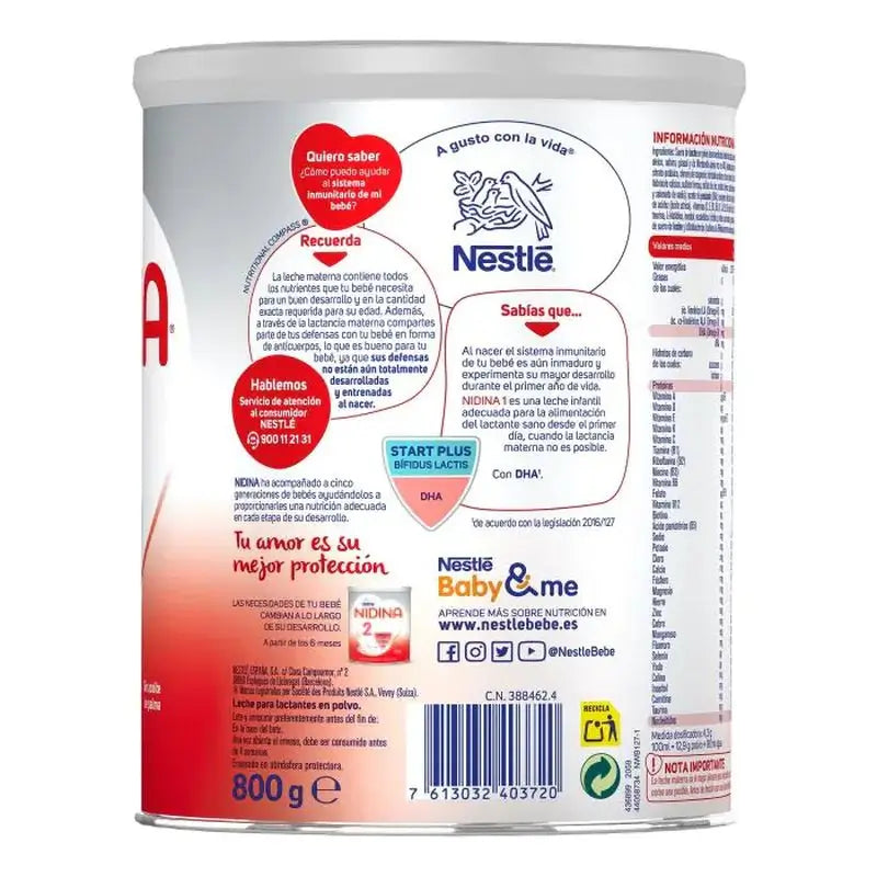 Pack 4 X Nestlé Nidina 1 Para Lactantes 800 gr