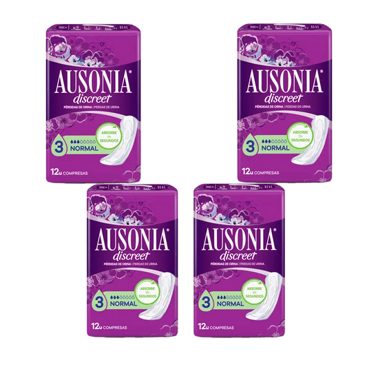 Pack 4X Ausonia Discreet Normal Compresas, 48 Unidades