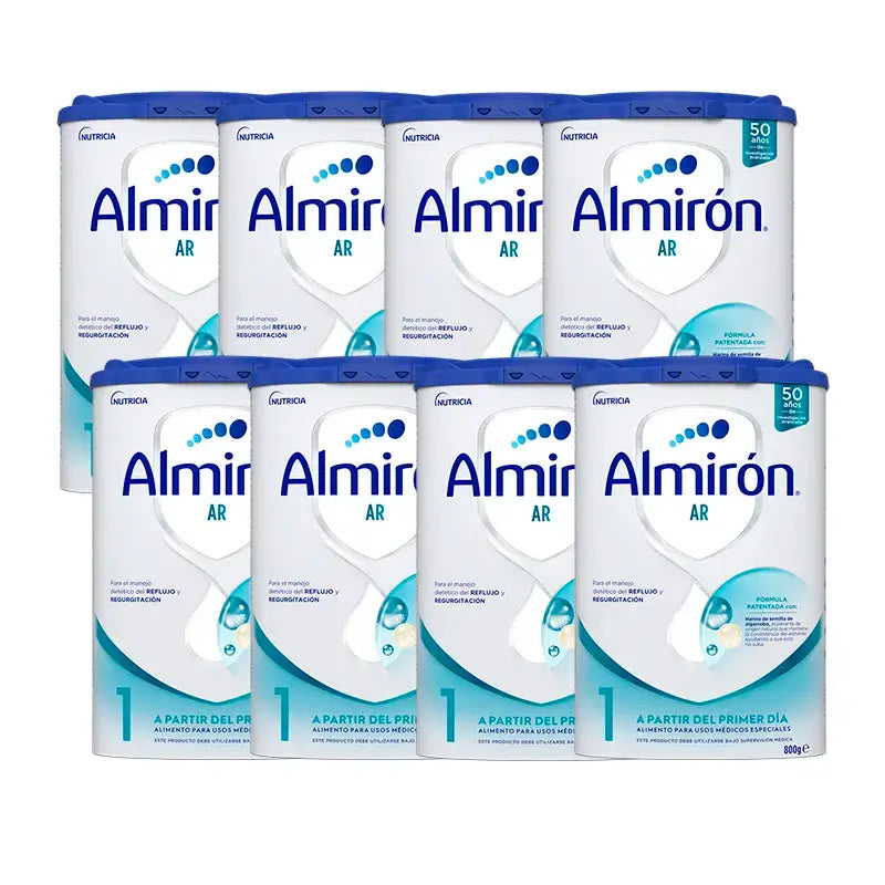 Pack 8 X Almirón AR 1, Leche de Fórmula para Bebé Anti Regurgitación, desde Primer Día, 800g