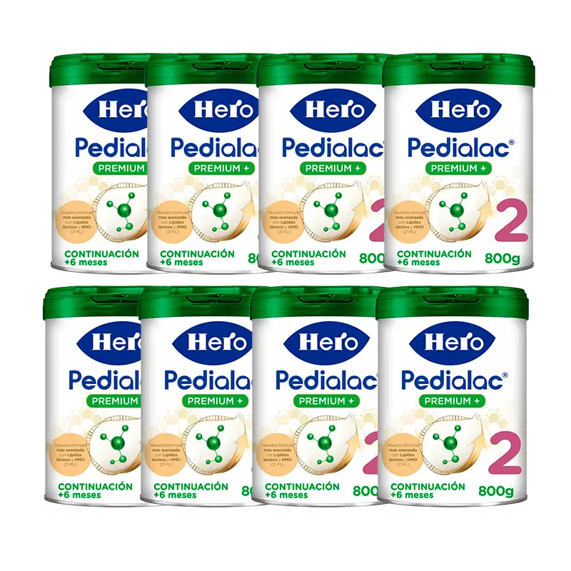 Pack 8 X Hero Baby Pedialac Leche 2 Bote, 800 gr