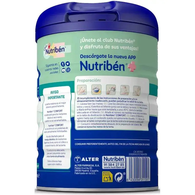 Pack 8 X Nutriben Leche Confort 800 gr