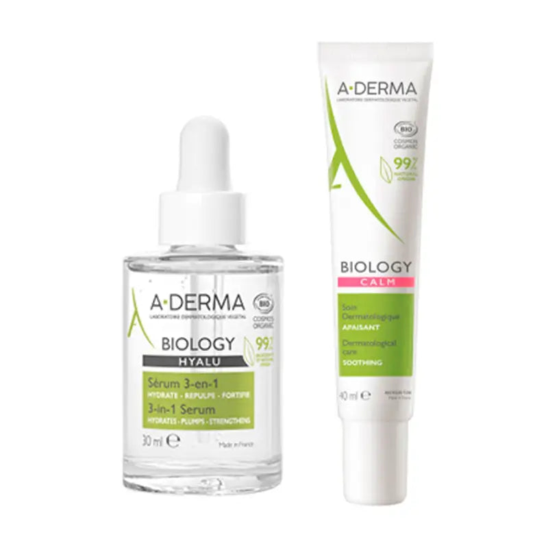 A-Derma Pack Biology cuidado calm, 40 ml + A-Derma Biology Hyalu serum 3 en 1, 30 ml