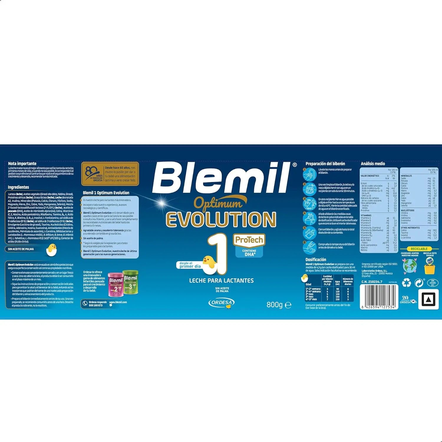 Blemil Optimum Evolution 1 Leche de Inicio, 12X800 gr