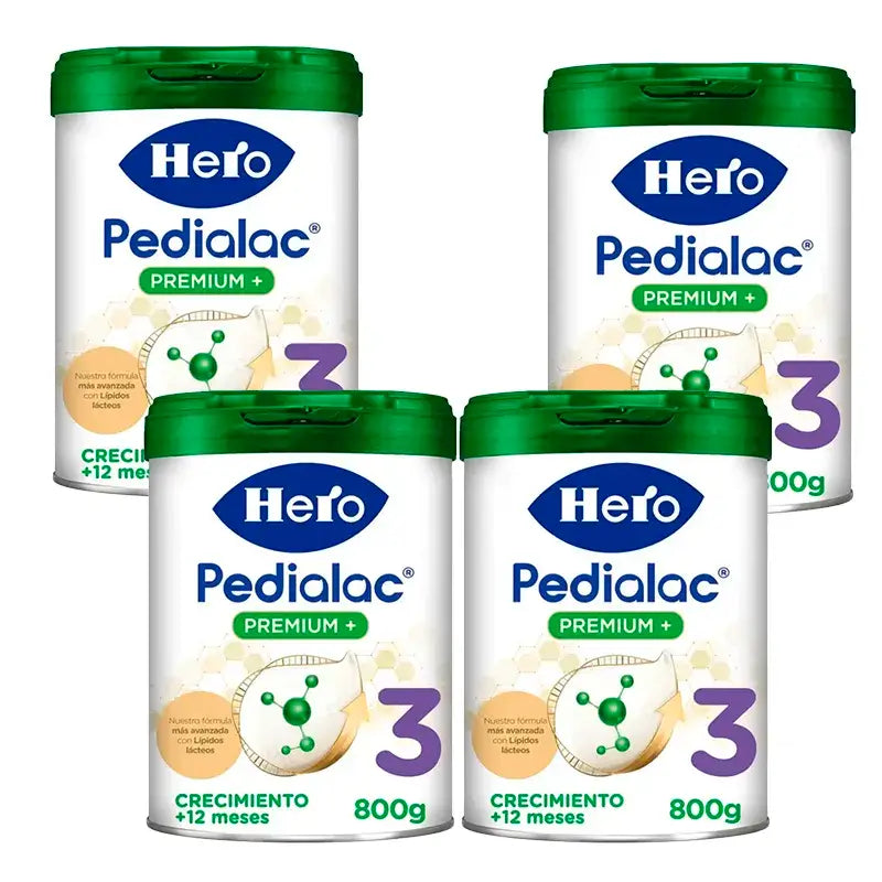 Pack Hero Baby Pedialac Leche 3 Bote, 4 x 800 Gr