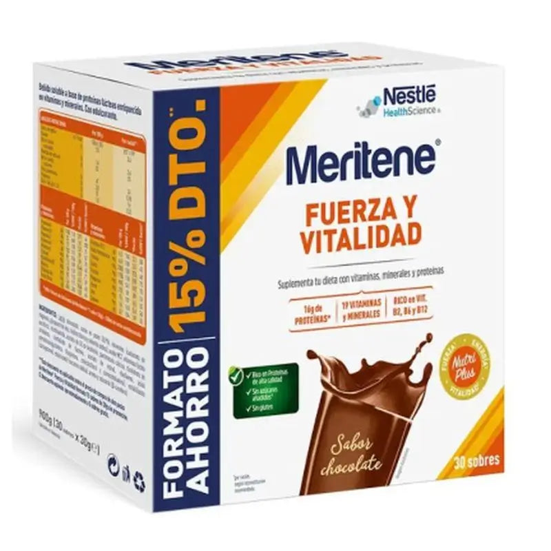 Meritene Fuerza y Vitalidad Batido Sabor Chocolate 30 sobres