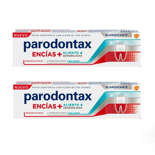 Pack Parodontax Pasta De Dientes + Aliento Y Sensibilidad - Blanqueante , 2 x 75 Ml