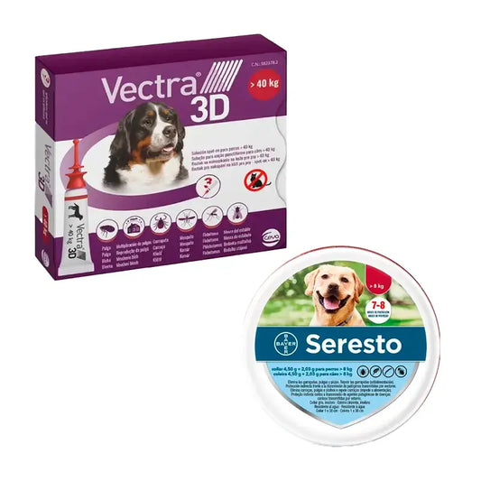 Vectra 3D + 40 kg 3 Pipetas + Seresto Collar Grande, Pack Perros Grandes