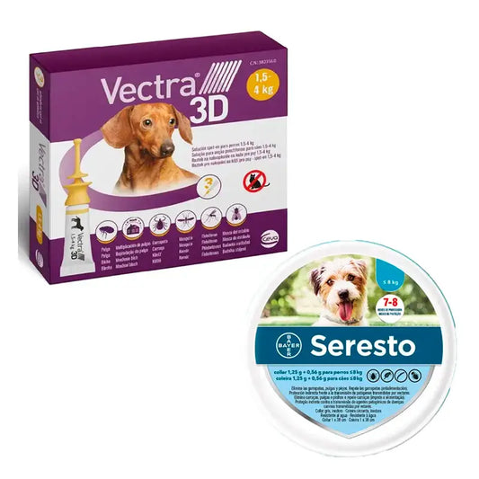 Vectra 3D + 1,5-4 kg 3 Pipetas + Seresto Collar Pequeño, Pack Perros Mini