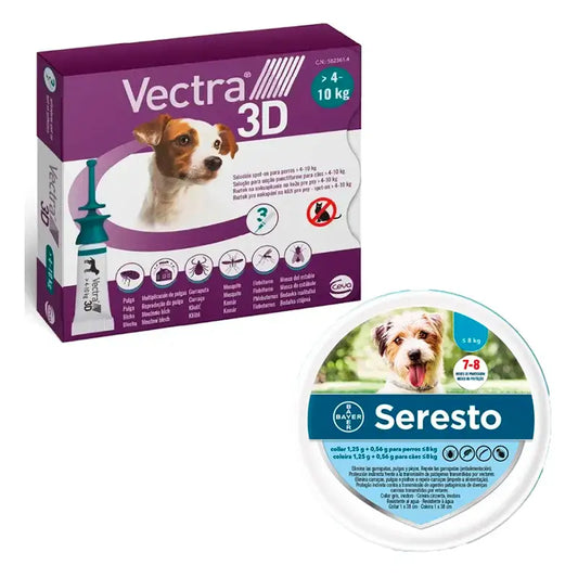 Vectra 3D 4-10 kg + 3 Pipetas + Seresto Collar Pequeño, Pack Perros Pequeños