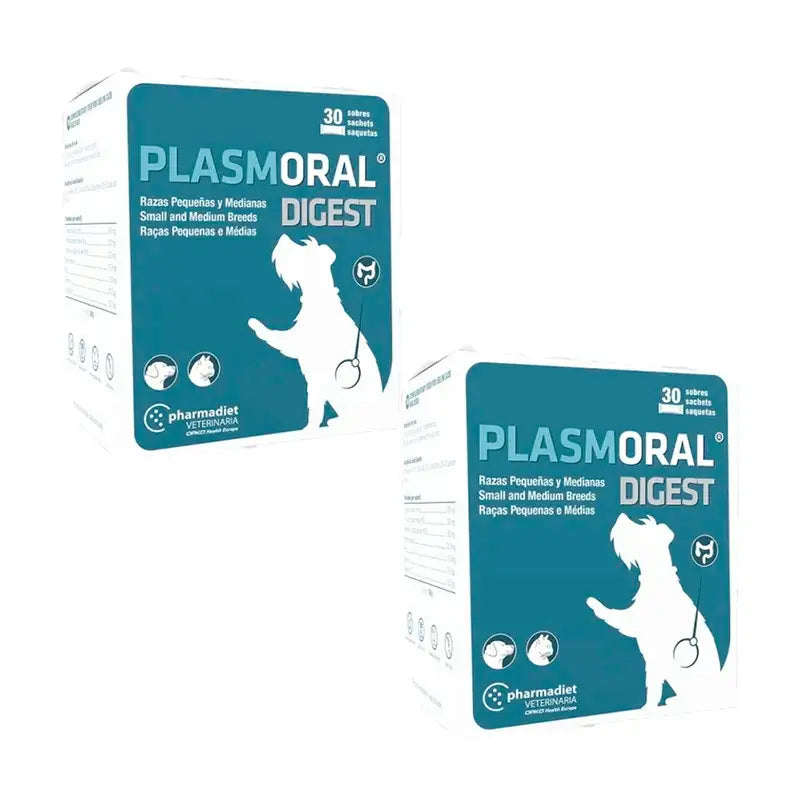 Pack Pharmadiet Plasmoral Digest Razas Pequeñas y Medianas, 2 x 30 sobres