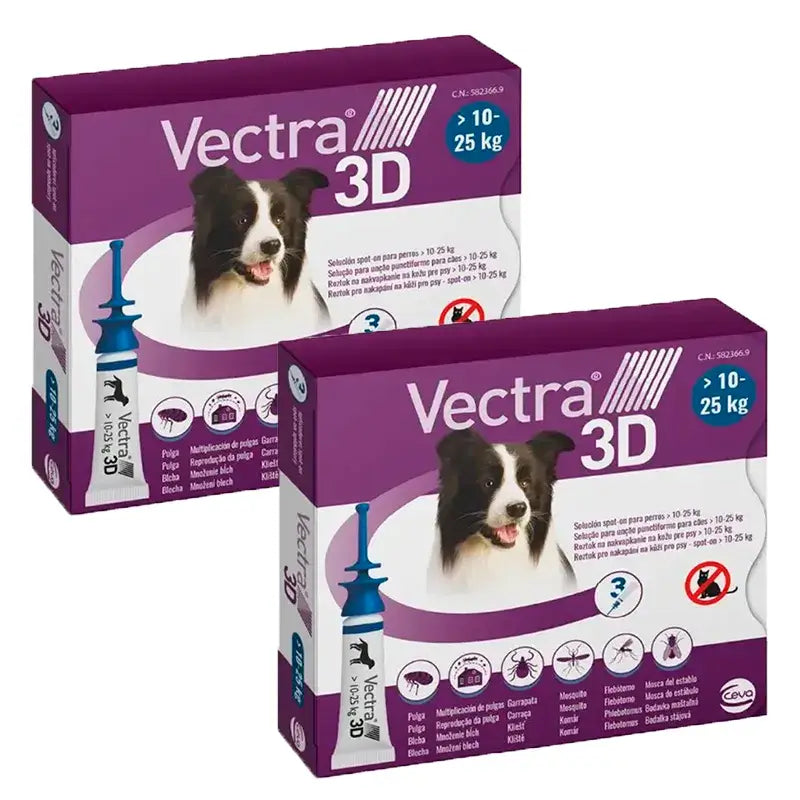 Pack Vectra 3D Perro 10-25 kg 2 x 3 Pipetas