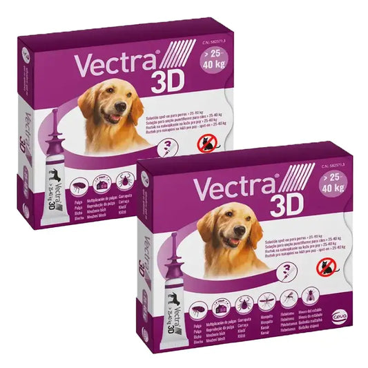 Vectra 3D Perro 25-40 kg, Pack 2 x  3 Pipetas